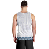 Samoa Siapo Blue Trimmed Men Tank Top Samoa White Sunday LT01 - Polynesian Pride