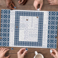 Samoa Siapo Blue Trimmed Puzzle Samoa White Sunday LT01 - Polynesian Pride