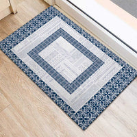 Samoa Siapo Blue Trimmed Rubber Doormat Samoa White Sunday LT01 - Polynesian Pride