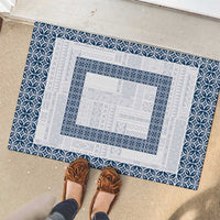 Samoa Siapo Blue Trimmed Rubber Doormat Samoa White Sunday LT01 - Polynesian Pride