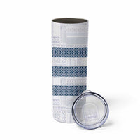 Samoa Siapo Blue Trimmed Skinny Tumbler Samoa White Sunday LT01 - Polynesian Pride