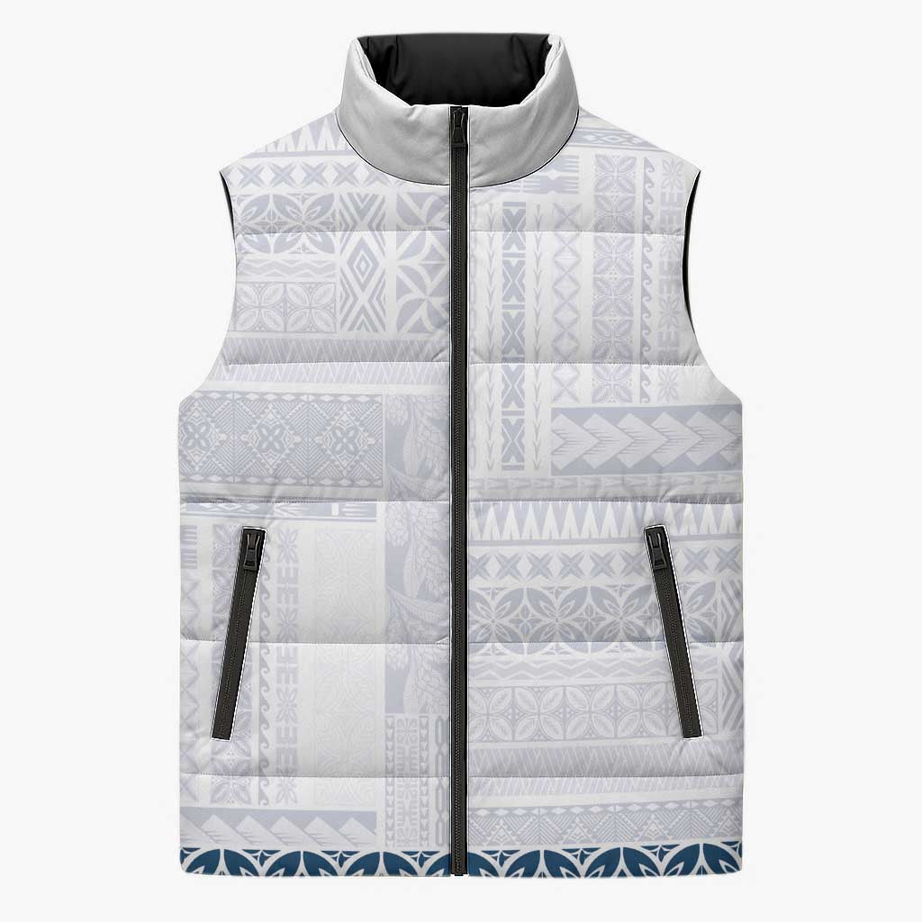 Samoa Siapo Blue Trimmed Sleeveless Puffer Jacket Samoa White Sunday LT01 Unisex Blue - Polynesian Pride