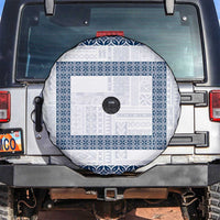 Samoa Siapo Blue Trimmed Spare Tire Cover Samoa White Sunday LT01 Blue - Polynesian Pride
