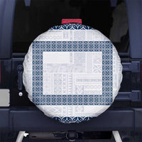 Samoa Siapo Blue Trimmed Spare Tire Cover Samoa White Sunday LT01 No hole Blue - Polynesian Pride