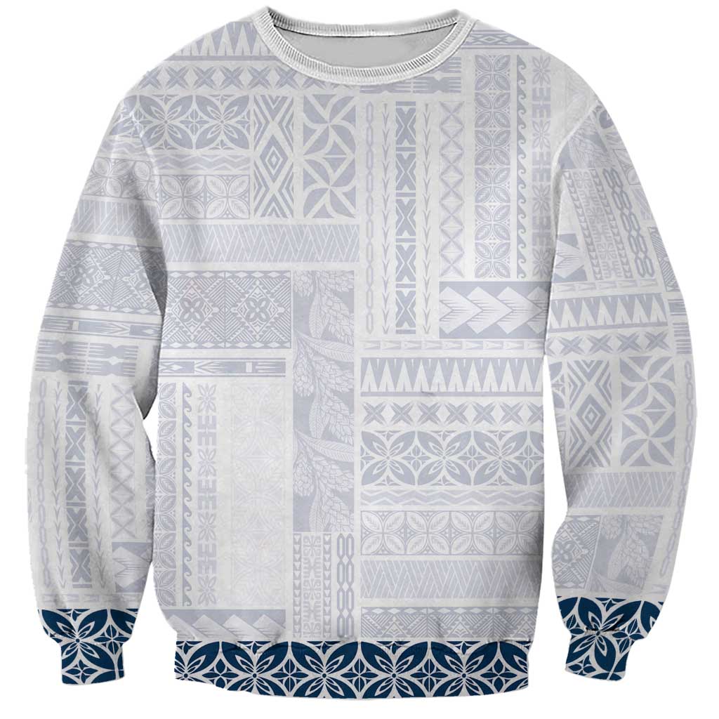 Samoa Siapo Blue Trimmed Sweatshirt Samoa White Sunday LT01 Unisex Blue - Polynesian Pride