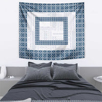 Samoa Siapo Blue Trimmed Tapestry Samoa White Sunday LT01 - Polynesian Pride