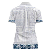 Samoa Siapo Blue Trimmed Women Polo Shirt Samoa White Sunday LT01 - Polynesian Pride