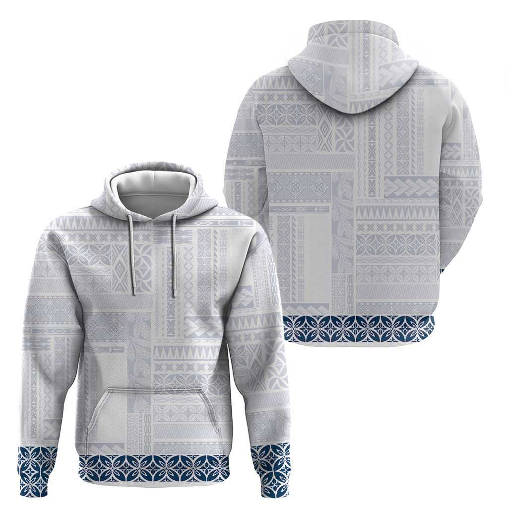 Samoa Siapo Blue Trimmed Zip Hoodie Samoa White Sunday LT01 - Polynesian Pride