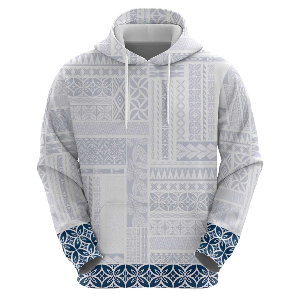 Samoa Siapo Blue Trimmed Zip Hoodie Samoa White Sunday LT01 - Polynesian Pride