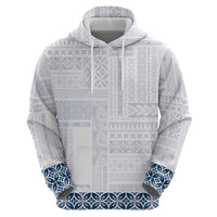 Samoa Siapo Blue Trimmed Zip Hoodie Samoa White Sunday LT01 - Polynesian Pride