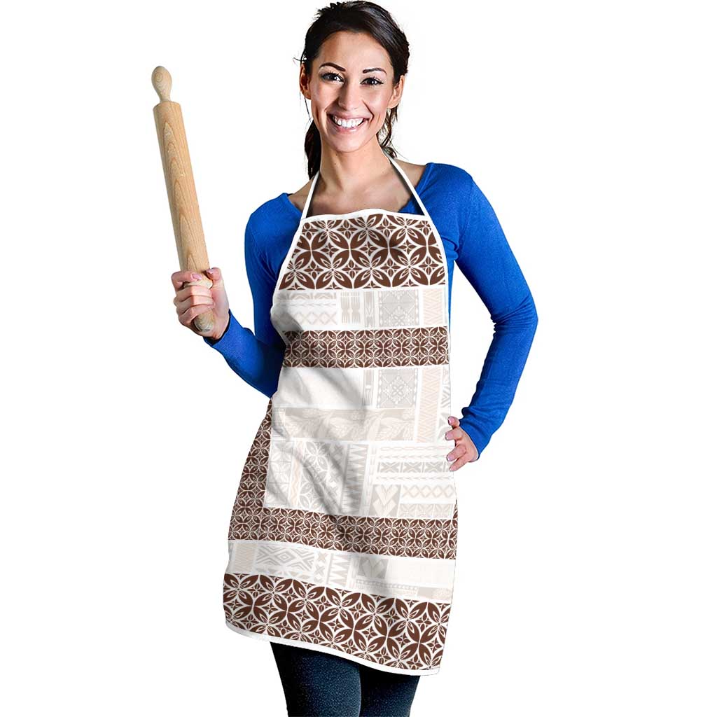 Samoa Siapo Brown Trimmed Apron Samoa White Sunday LT01 - Polynesian Pride