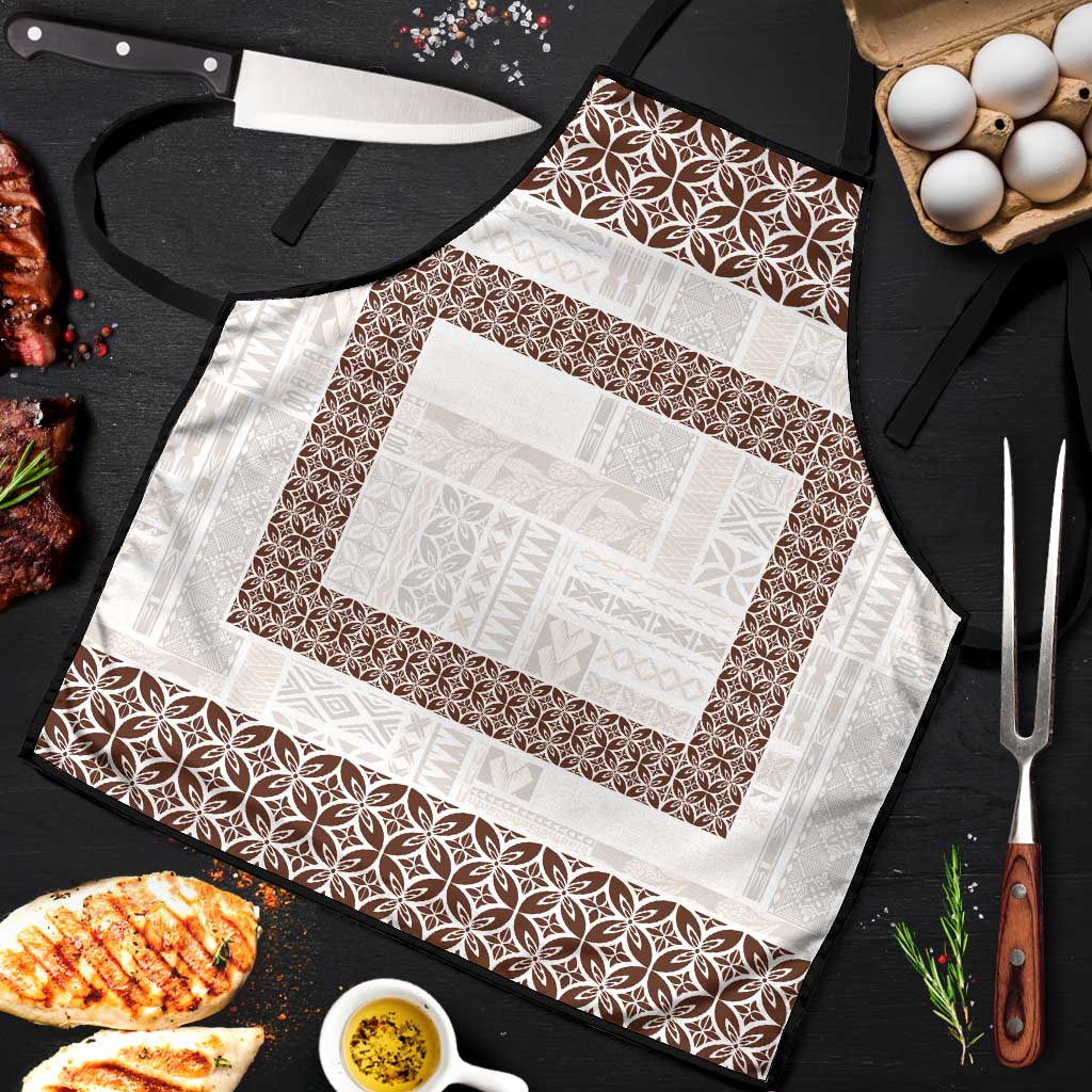 Samoa Siapo Brown Trimmed Apron Samoa White Sunday LT01 Brown - Polynesian Pride