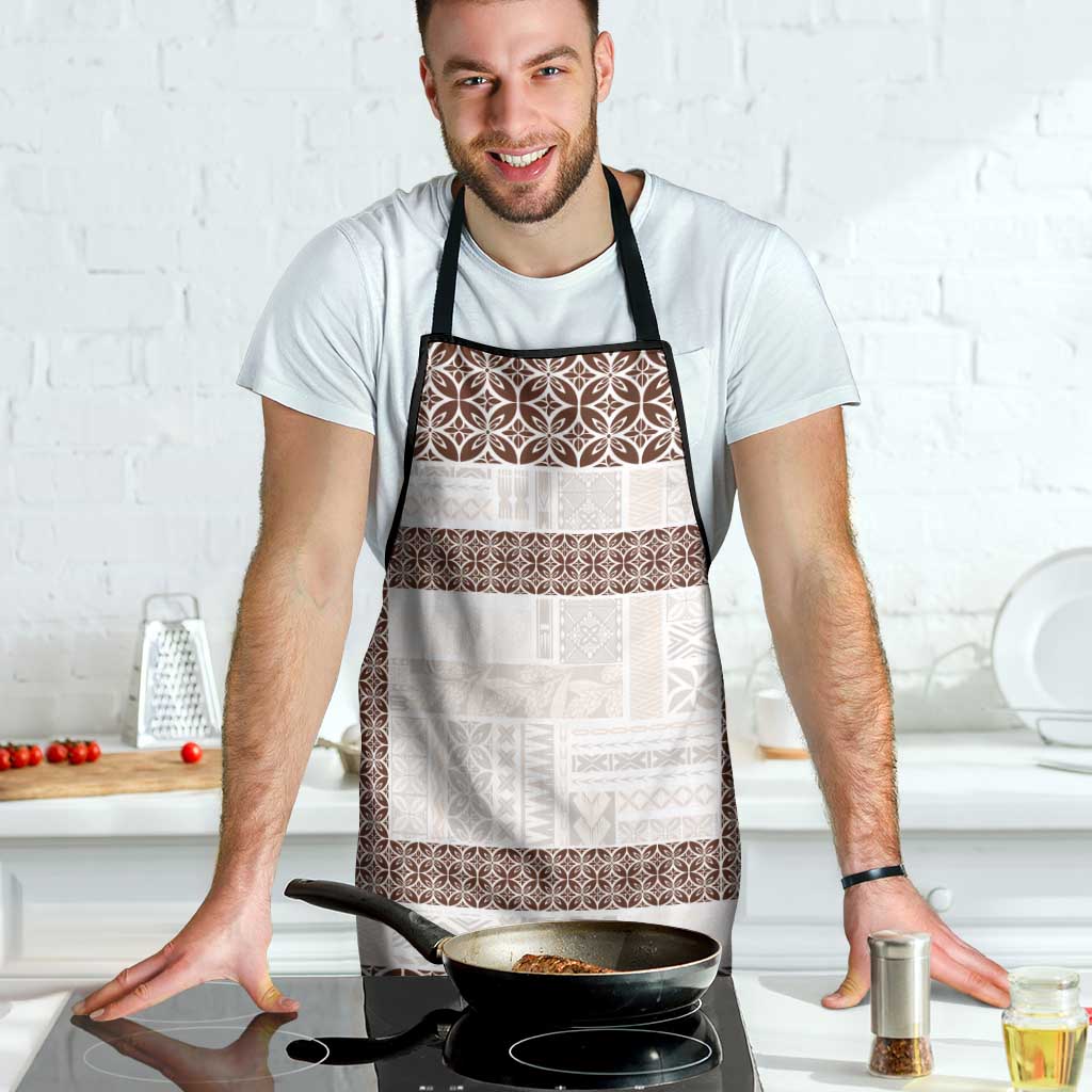 Samoa Siapo Brown Trimmed Apron Samoa White Sunday LT01 - Polynesian Pride