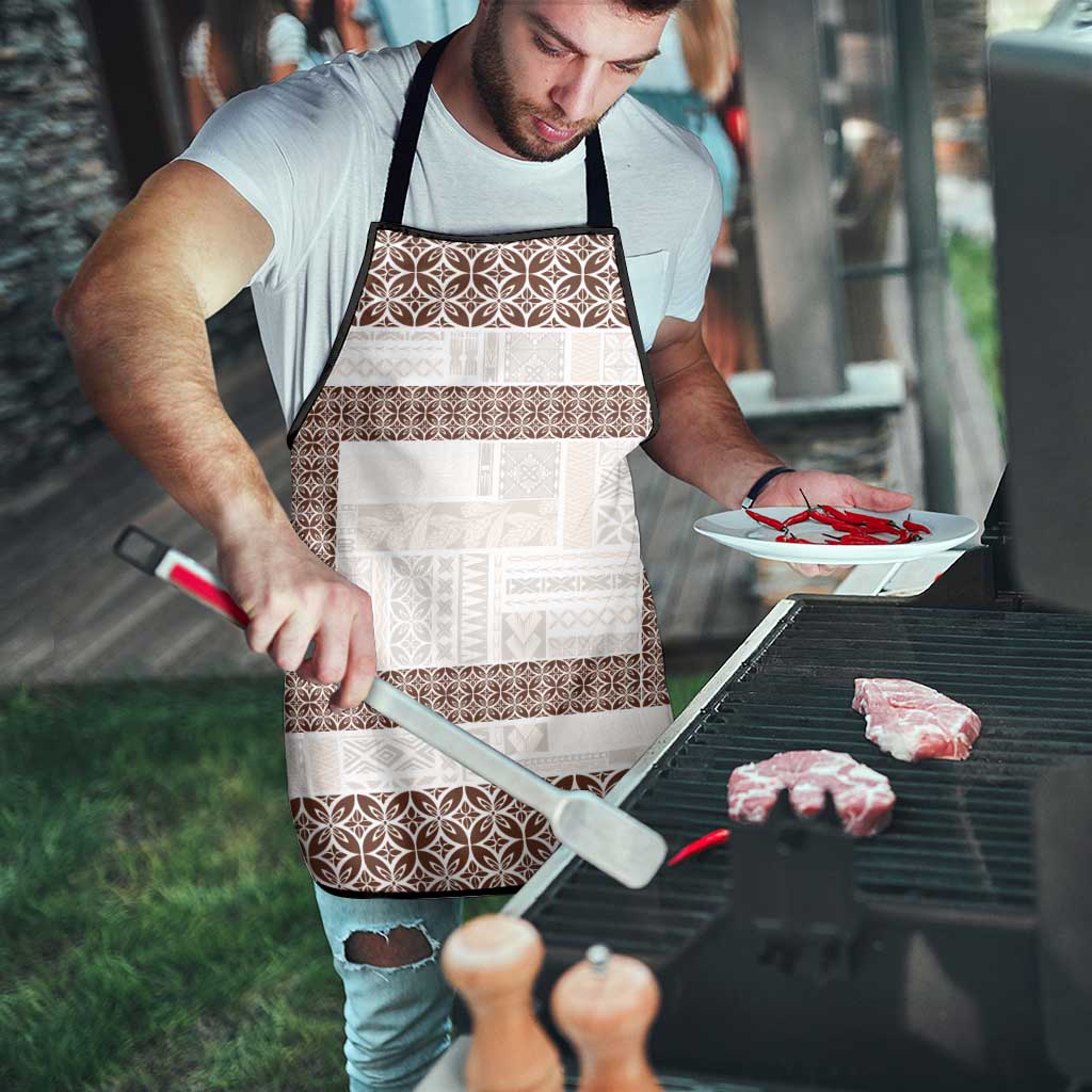 Samoa Siapo Brown Trimmed Apron Samoa White Sunday LT01 - Polynesian Pride