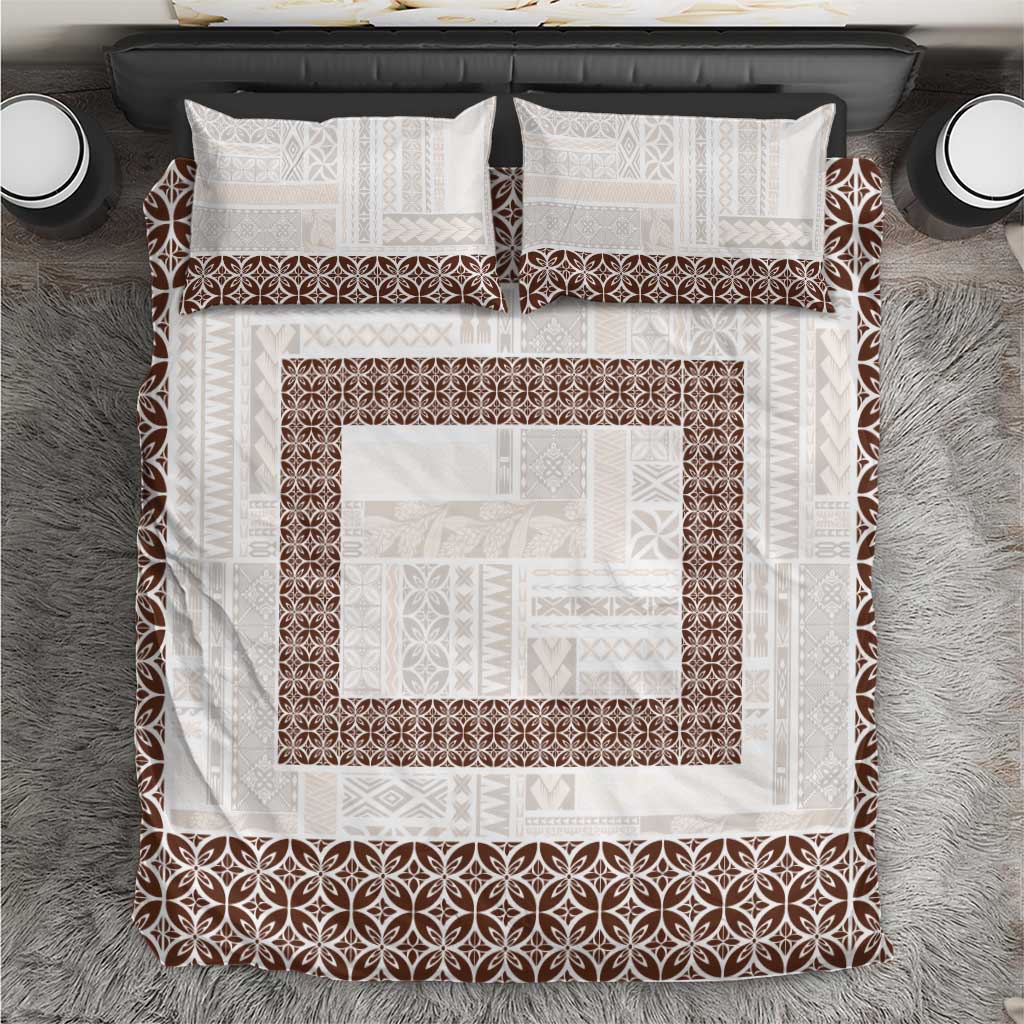 Samoa Siapo Brown Trimmed Bedding Set Samoa White Sunday LT01 Brown - Polynesian Pride