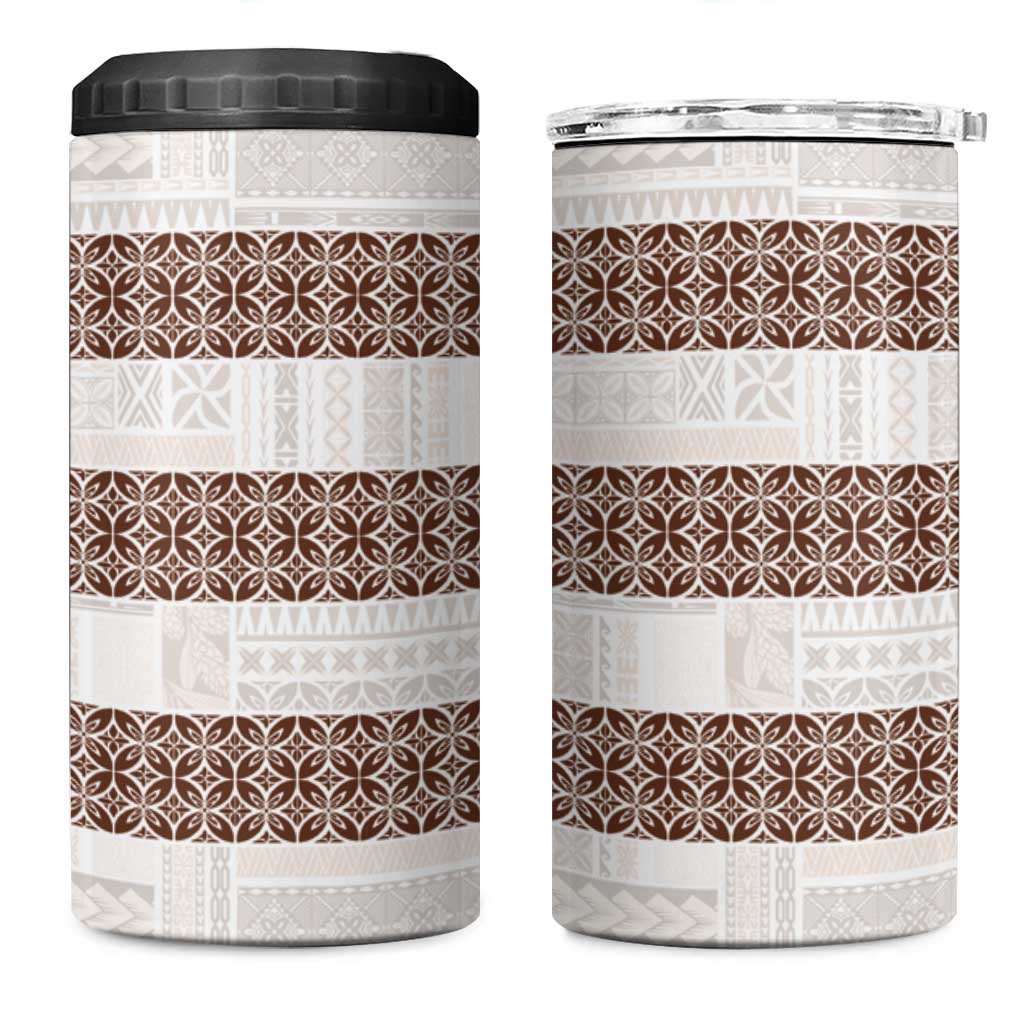 Samoa Siapo Brown Trimmed 4 in 1 Can Cooler Tumbler Samoa White Sunday LT01 One Size: 16 oz Brown - Polynesian Pride