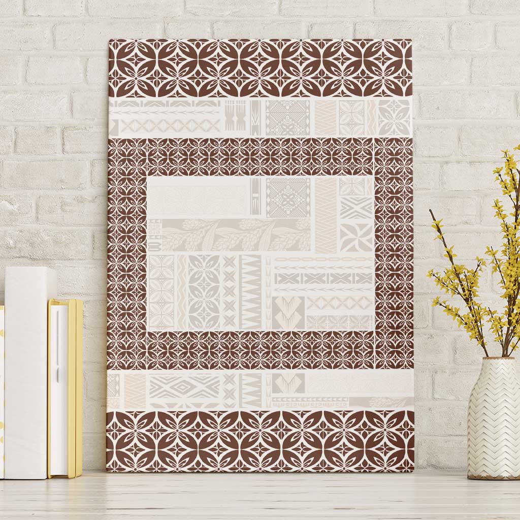Samoa Siapo Brown Trimmed Canvas Wall Art Samoa White Sunday LT01 Without Frame Brown - Polynesian Pride