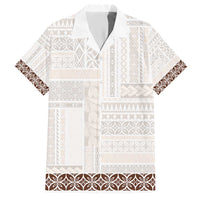 Samoa Siapo Brown Trimmed Hawaiian Shirt Samoa White Sunday LT01 Brown - Polynesian Pride