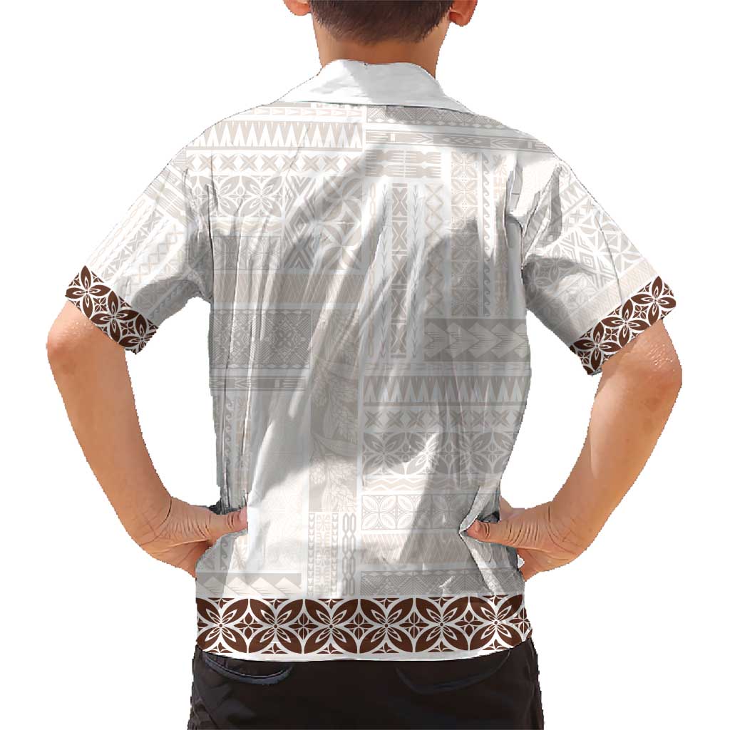 Samoa Siapo Brown Trimmed Hawaiian Shirt Samoa White Sunday LT01 - Polynesian Pride