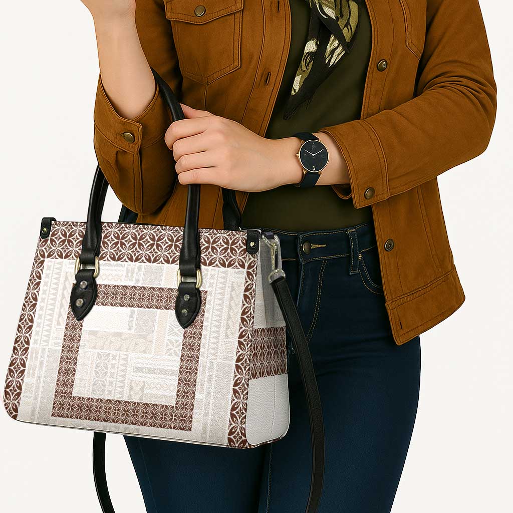 Samoa Siapo Brown Trimmed Leather Bag Samoa White Sunday LT01 - Polynesian Pride