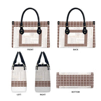 Samoa Siapo Brown Trimmed Leather Bag Samoa White Sunday LT01 - Polynesian Pride