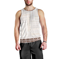 Samoa Siapo Brown Trimmed Men Tank Top Samoa White Sunday LT01 - Polynesian Pride