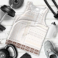 Samoa Siapo Brown Trimmed Men Tank Top Samoa White Sunday LT01 - Polynesian Pride