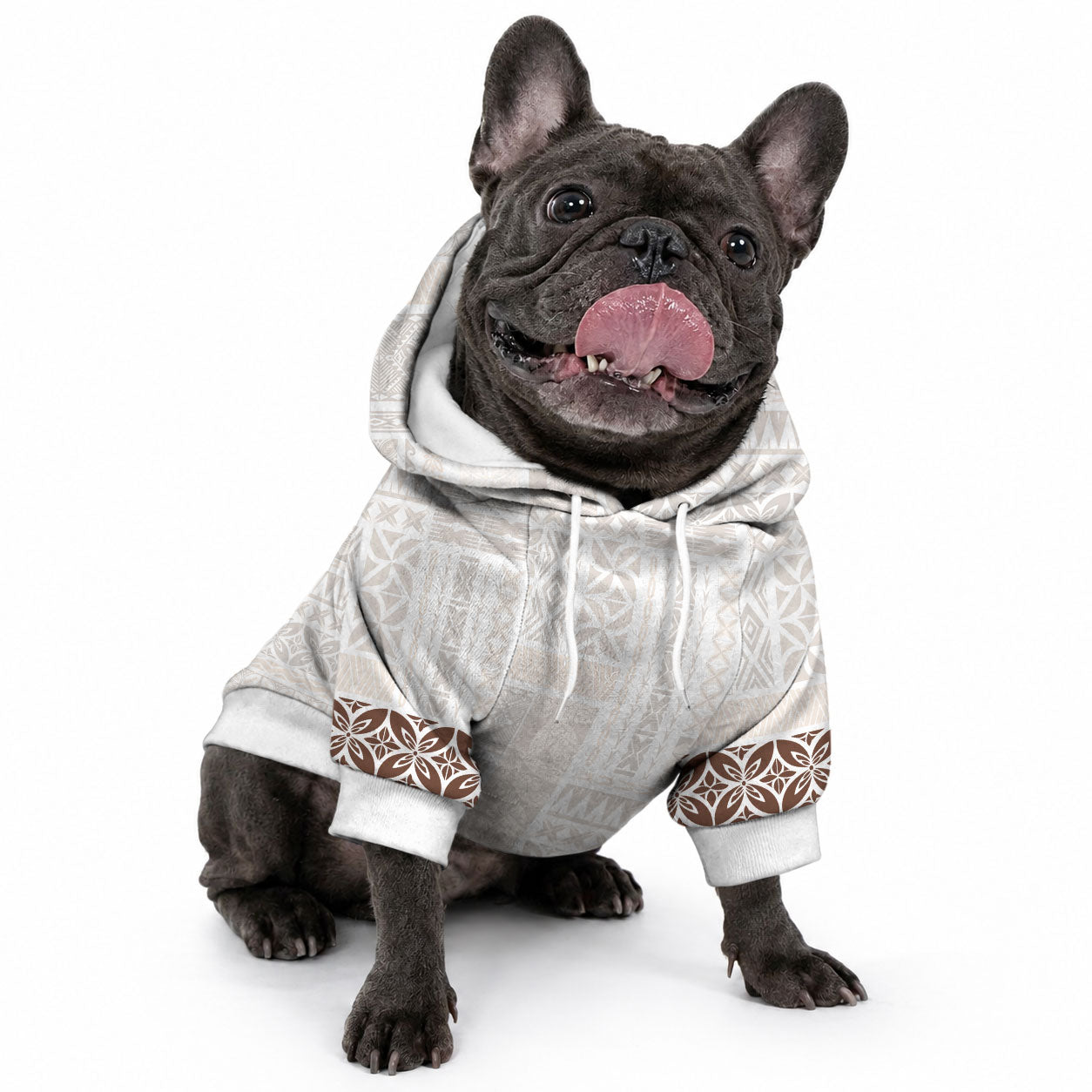 Samoa Siapo Brown Trimmed Pet Hoodie Samoa White Sunday