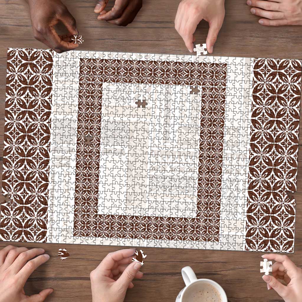 Samoa Siapo Brown Trimmed Puzzle Samoa White Sunday LT01 - Polynesian Pride