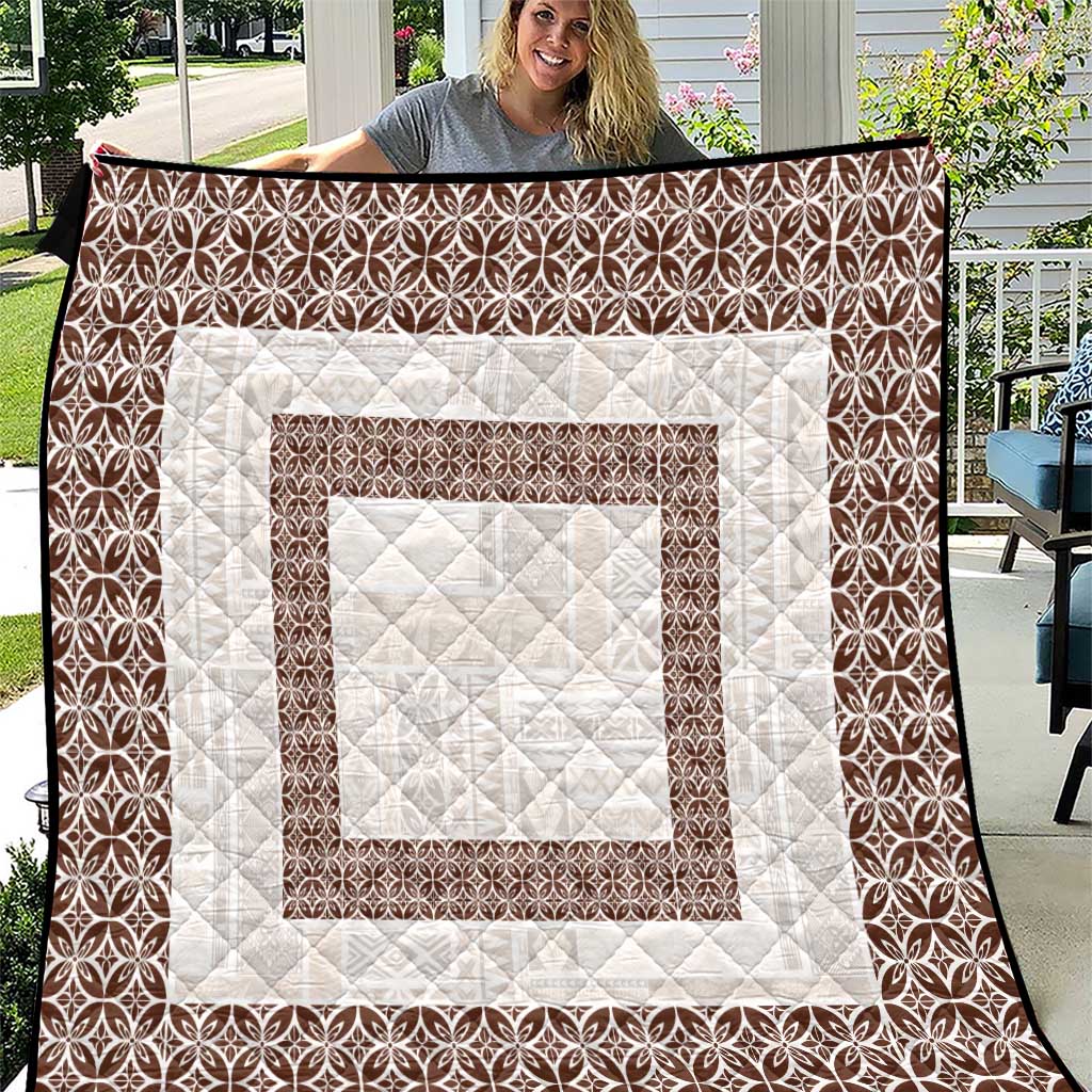 Samoa Siapo Brown Trimmed Quilt Samoa White Sunday LT01 Brown - Polynesian Pride