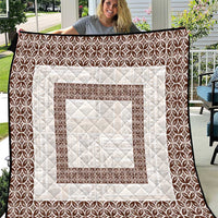 Samoa Siapo Brown Trimmed Quilt Samoa White Sunday LT01 Brown - Polynesian Pride