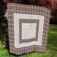 Samoa Siapo Brown Trimmed Quilt Samoa White Sunday LT01 - Polynesian Pride