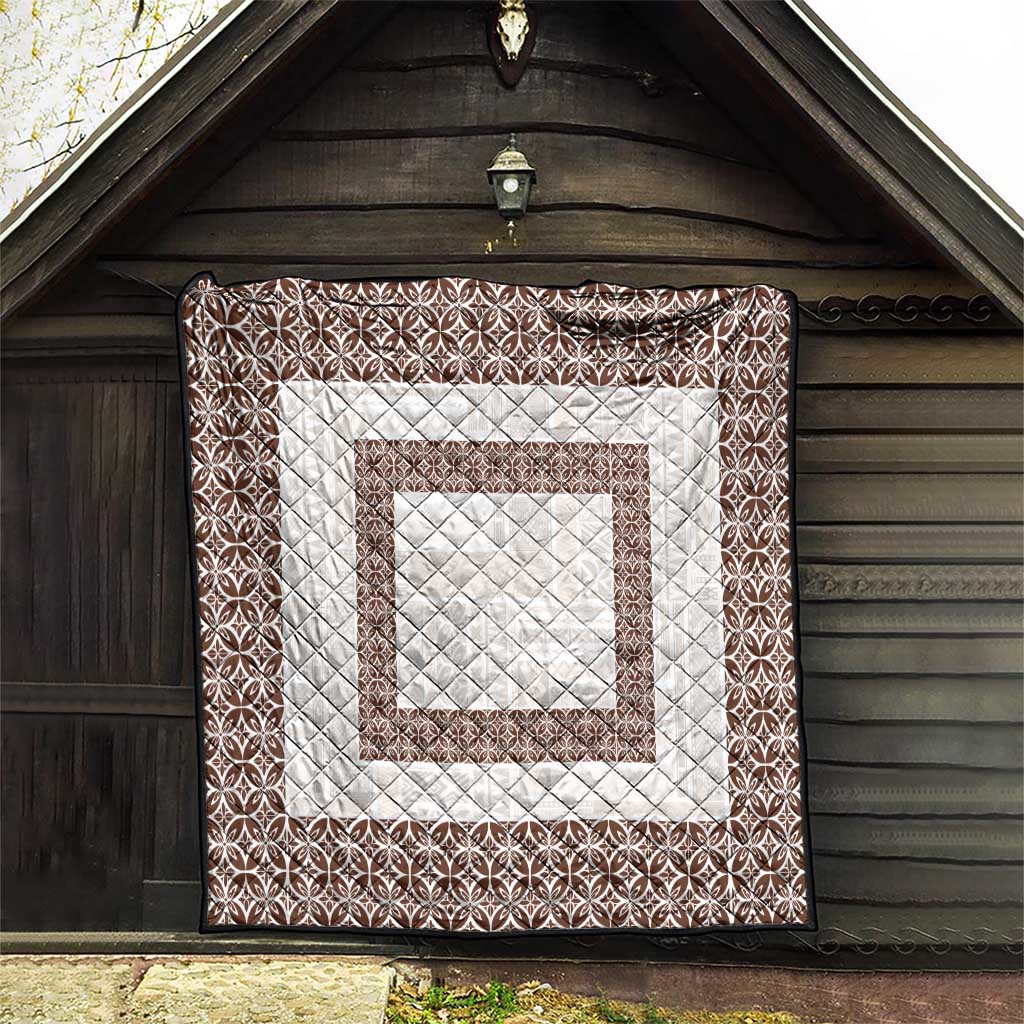 Samoa Siapo Brown Trimmed Quilt Samoa White Sunday LT01 - Polynesian Pride