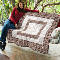 Samoa Siapo Brown Trimmed Quilt Samoa White Sunday LT01 - Polynesian Pride