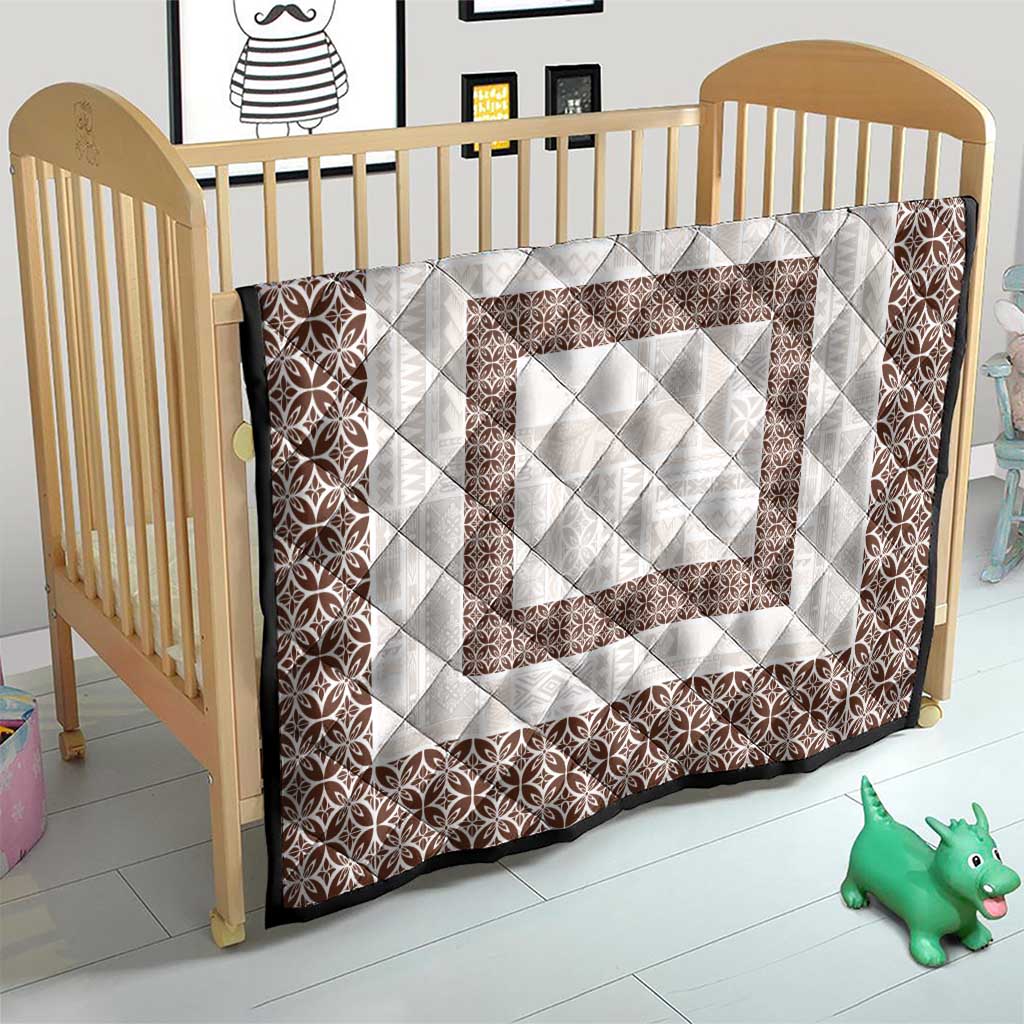 Samoa Siapo Brown Trimmed Quilt Samoa White Sunday LT01 - Polynesian Pride
