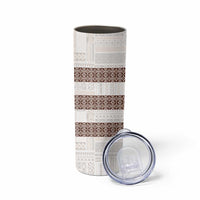 Samoa Siapo Brown Trimmed Skinny Tumbler Samoa White Sunday LT01 - Polynesian Pride