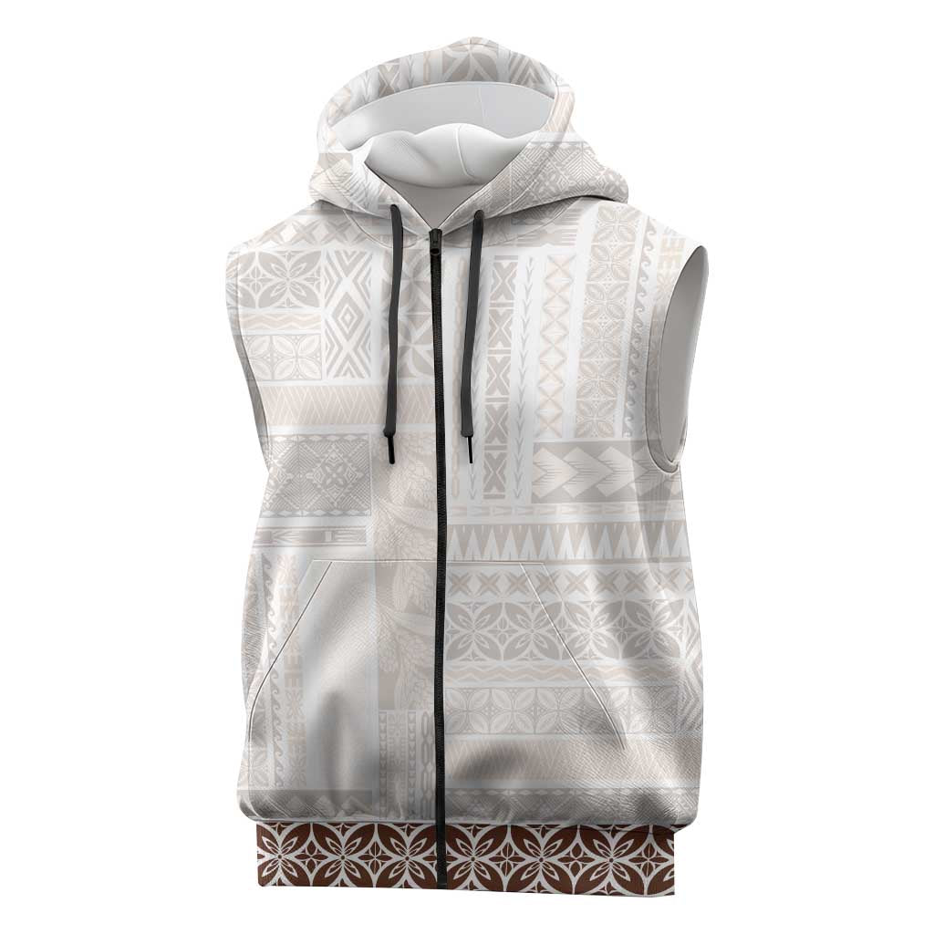Samoa Siapo Brown Trimmed Sleeveless Zip Hoodie Samoa White Sunday LT01 Brown - Polynesian Pride