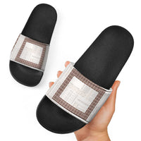 Samoa Siapo Brown Trimmed Slide Sandals Samoa White Sunday LT01 - Polynesian Pride