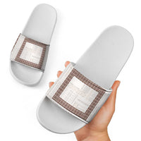 Samoa Siapo Brown Trimmed Slide Sandals Samoa White Sunday LT01 - Polynesian Pride