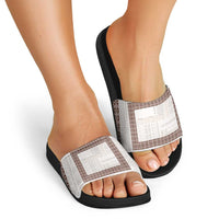 Samoa Siapo Brown Trimmed Slide Sandals Samoa White Sunday LT01 - Polynesian Pride
