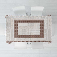 Samoa Siapo Brown Trimmed Tablecloth Samoa White Sunday LT01 Brown - Polynesian Pride