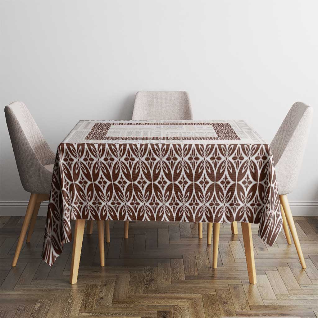 Samoa Siapo Brown Trimmed Tablecloth Samoa White Sunday LT01 - Polynesian Pride
