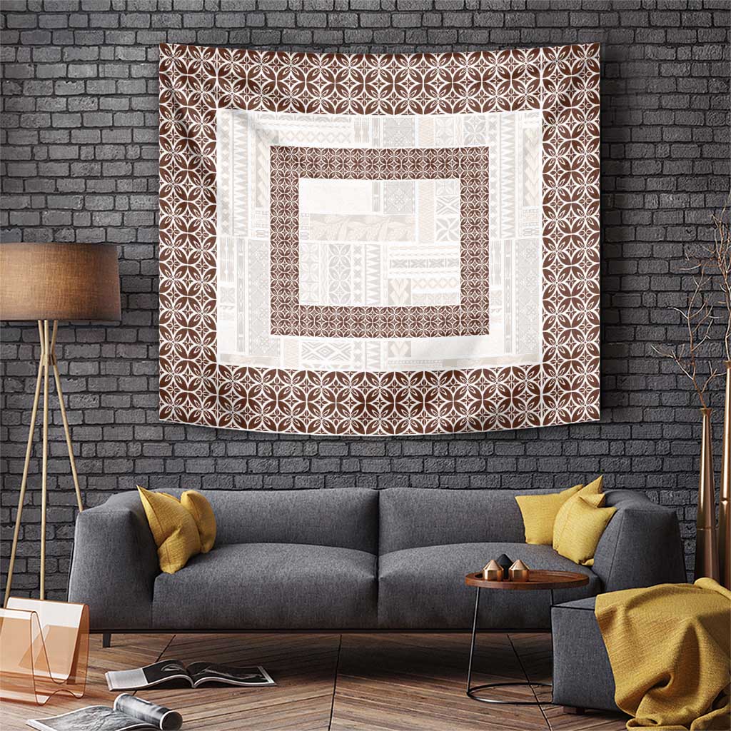 Samoa Siapo Brown Trimmed Tapestry Samoa White Sunday LT01 Brown - Polynesian Pride