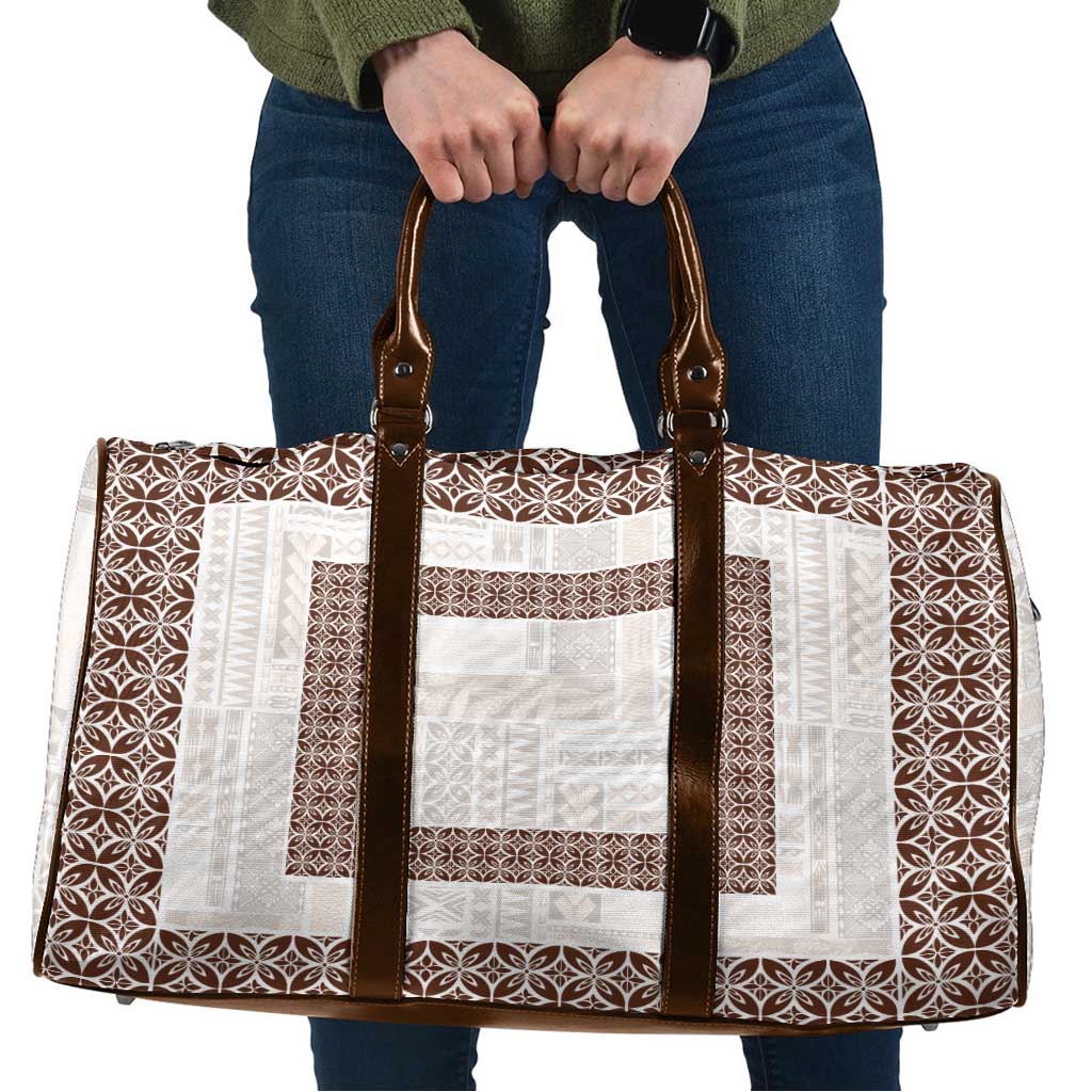 Samoa Siapo Brown Trimmed Travel Bag Samoa White Sunday LT01 Brown - Polynesian Pride