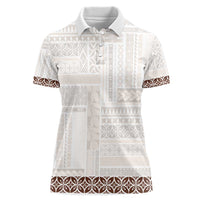 Samoa Siapo Brown Trimmed Women Polo Shirt Samoa White Sunday LT01 Female Brown - Polynesian Pride