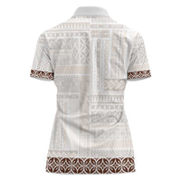 Samoa Siapo Brown Trimmed Women Polo Shirt Samoa White Sunday LT01 - Polynesian Pride