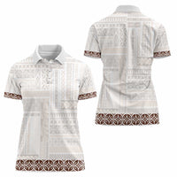 Samoa Siapo Brown Trimmed Women Polo Shirt Samoa White Sunday LT01 - Polynesian Pride