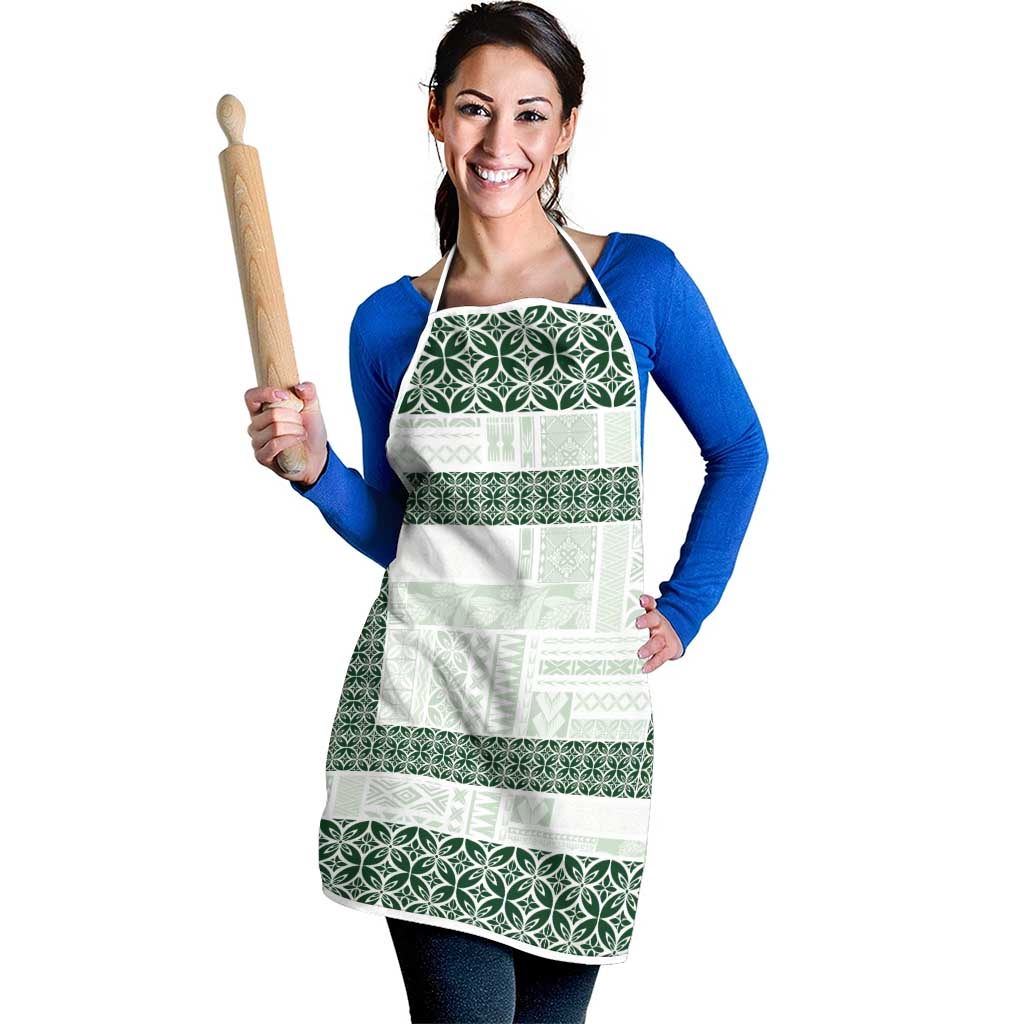 Samoa Siapo Green Trimmed Apron Samoa White Sunday LT01 - Polynesian Pride