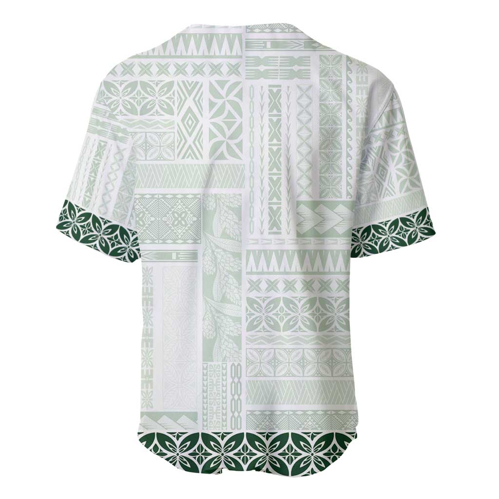 Samoa Siapo Green Trimmed Baseball Jersey Samoa White Sunday LT01 - Polynesian Pride