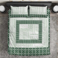 Samoa Siapo Green Trimmed Bedding Set Samoa White Sunday LT01 Green - Polynesian Pride